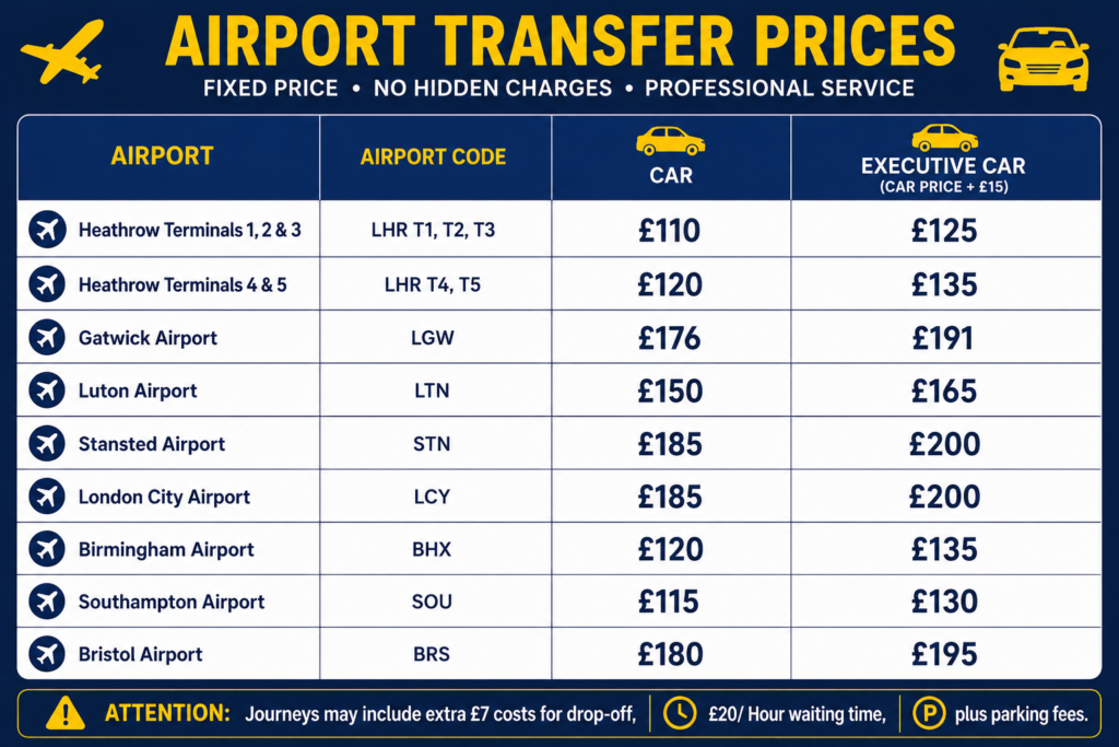 taxi airport transfer pricing
